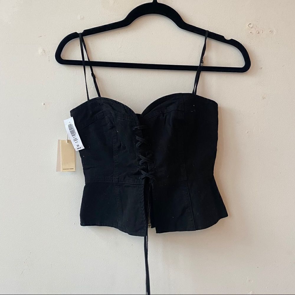 Aritzia Black Lace-Up Bustier Tank Top